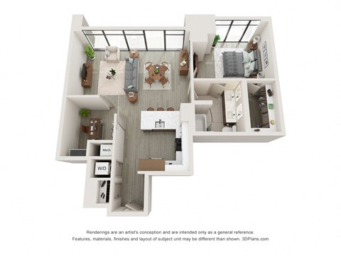 A10 one bedroom one bath floorplan